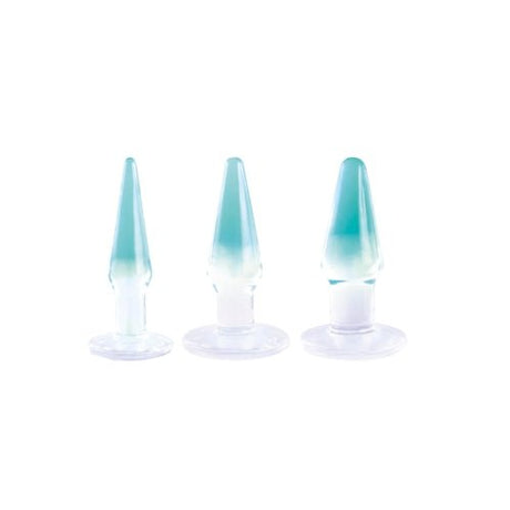 Buy Glitzy Trainer 3 in 1 PVC Anal Plug Kit 4.5" - Transparent – Naughtyhut NZ sex toys online. Discreet delivery & top brands.