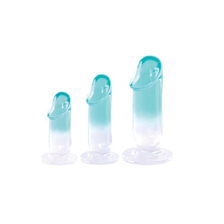 Buy Glitzy Trainer 3 in 1 PVC Dong Kit - Transparent – Naughtyhut NZ sex toys online. Discreet delivery & top brands.