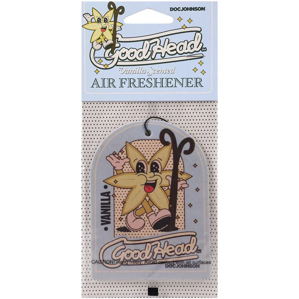GoodHead Vanilla Air Freshener hanging card on its dotted backing, front