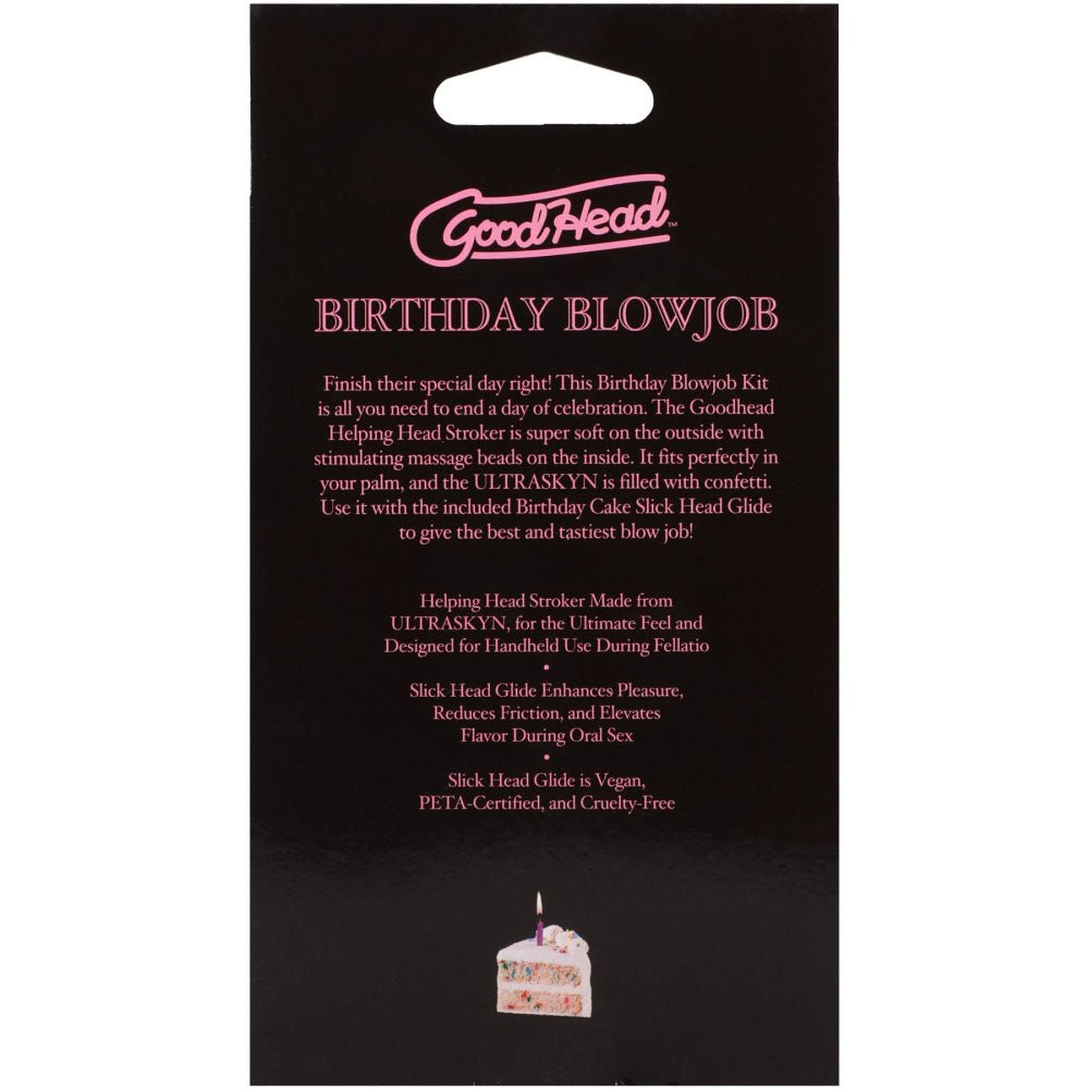 Buy GoodHead Birthday Blowjob Kit - Birthday Cake GoodHead Glide with Helping Head Stroker – Naughtyhut NZ sex toys online. Discreet delivery & top brands.