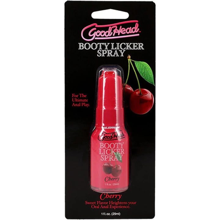 GoodHead Booty Licker Spray Cherry on its black blister card