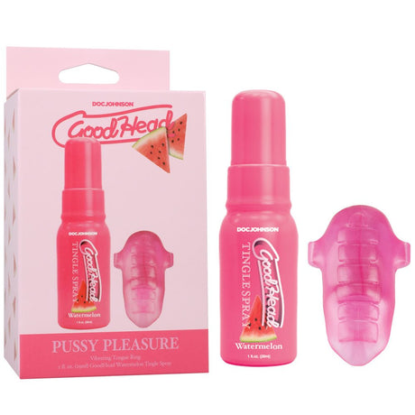 Buy GoodHead Pussy Pleasure Party Kit - Watermelon GoodHead Tingle Spray and Vibrating Tongue Ring – Naughtyhut NZ sex toys online. Discreet delivery & top brands.