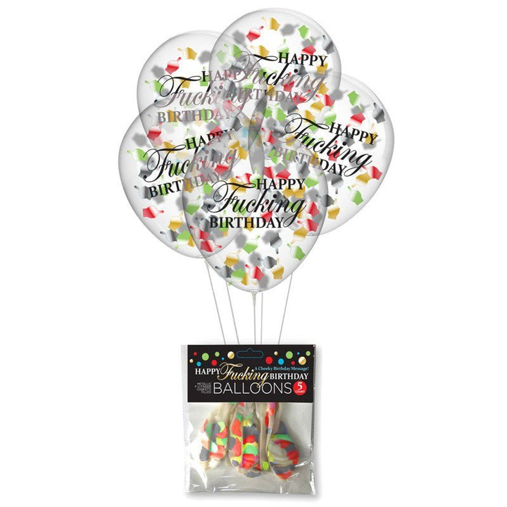 Happy Fucking Birthday Confetti Balloons - Party Balloons - Set of 5 – Sex toys NZ by Naughtyhut. Discreet delivery nationwide.