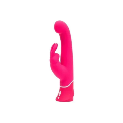 Happy Rabbit G-Spot Rabbit Vibrator in Pink, curved tip and ears, side view