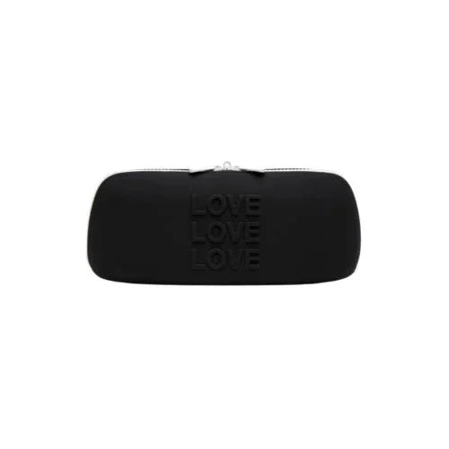 Happy Rabbit medium zip storage case in Black, embossed LOVE lettering