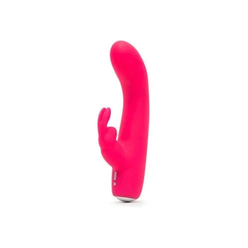 Happy Rabbit Mini Rabbit Vibrator in Pink, curved shaft and ears, side view