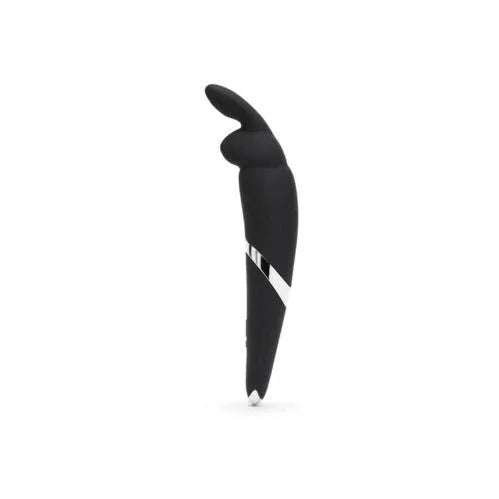 Happy Rabbit Wand Vibrator in Black with silver stripe and ear-topped head