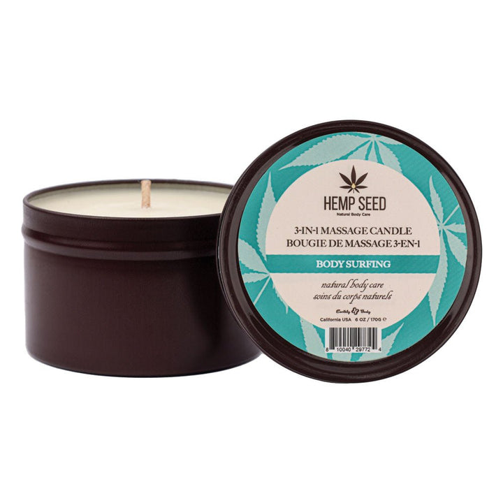 Hemp Seed 3 - In - 1 Massage Candle - Body Surfing (Aquatic Notes, Magnolia, Solar Florals) Scented - 170 g – Sex toys NZ by Naughtyhut. Discreet delivery nationwide.