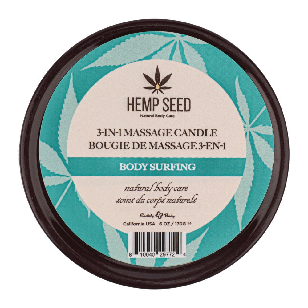 Buy Hemp Seed 3 - In - 1 Massage Candle - Body Surfing (Aquatic Notes, Magnolia, Solar Florals) Scented - 170 g – Naughtyhut NZ sex toys online. Discreet delivery & top brands.