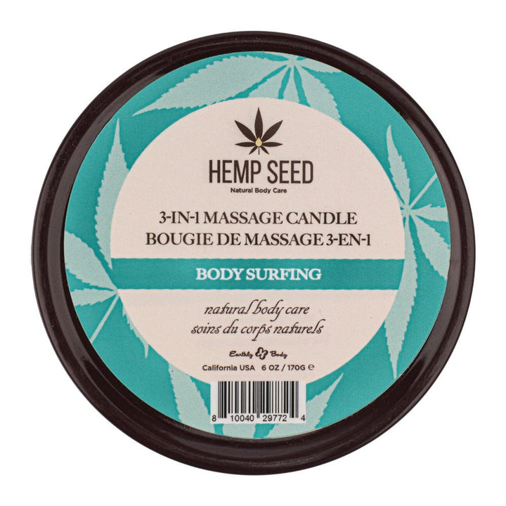 Hemp Seed 3 - In - 1 Massage Candle - Body Surfing (Aquatic Notes, Magnolia, Solar Florals) Scented - 170 g – Sex toys NZ by Naughtyhut. Discreet delivery nationwide.