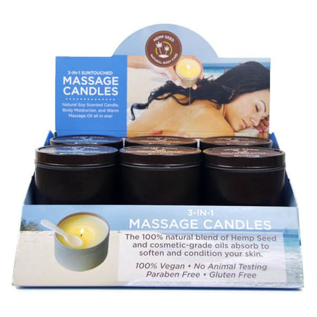 Buy Hemp Seed 3 - In - 1 Massage Candle - Counter Display of 12 with Tester – Naughtyhut NZ sex toys online. Discreet delivery & top brands.