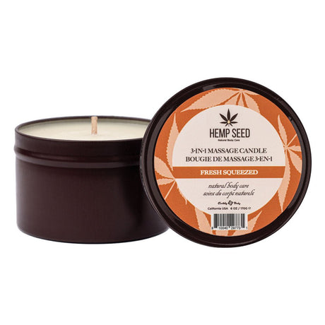 Buy Hemp Seed 3 - In - 1 Massage Candle - Fresh Squeezed (Bitter Orange, Juicy Peach, Musk) Scented - 170 g – Naughtyhut NZ sex toys online. Discreet delivery & top brands.