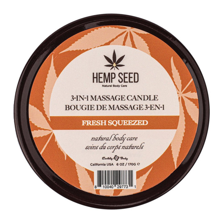 Hemp Seed 3 - In - 1 Massage Candle - Fresh Squeezed (Bitter Orange, Juicy Peach, Musk) Scented - 170 g – Sex toys NZ by Naughtyhut. Discreet delivery nationwide.