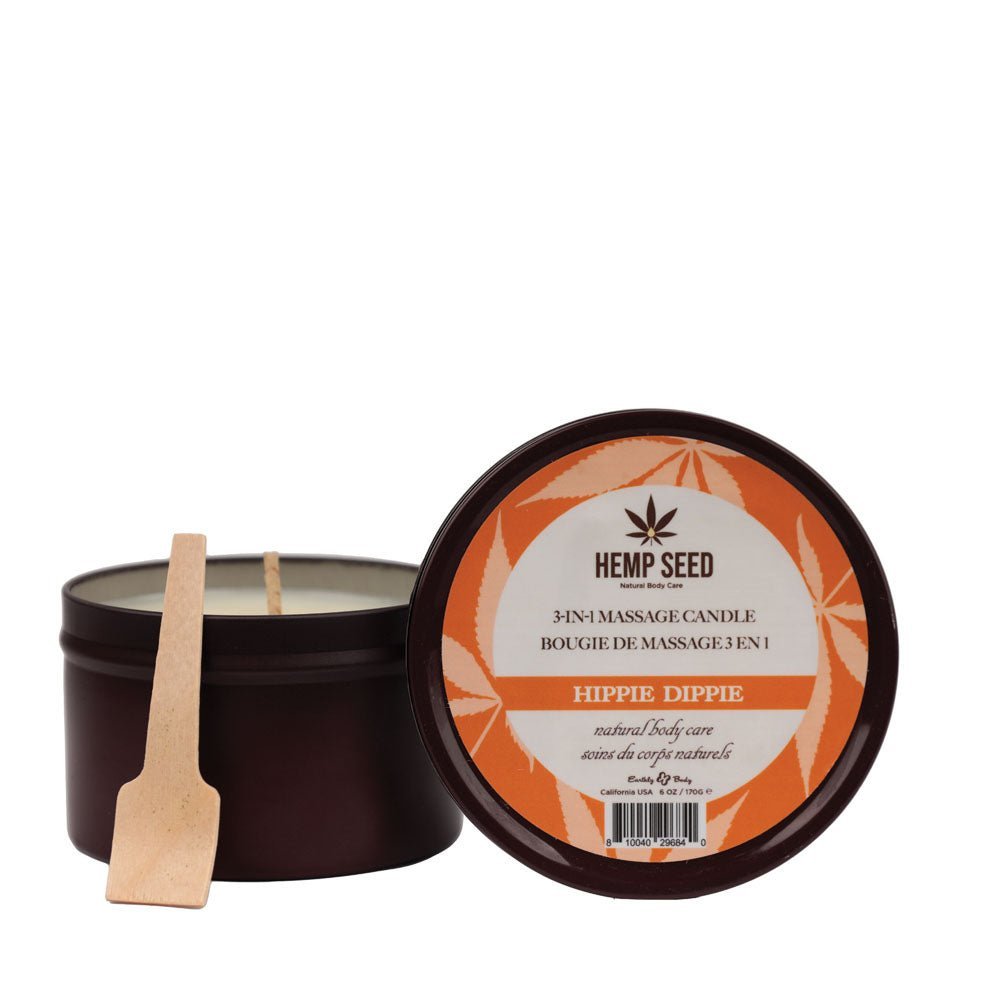 Hemp Seed 3 - In - 1 Massage Candle - Hippie Dippie (Toasted Coconut, Sparkling Cashmere, Sandalwood) - 170 g – Sex toys NZ by Naughtyhut. Discreet delivery nationwide.
