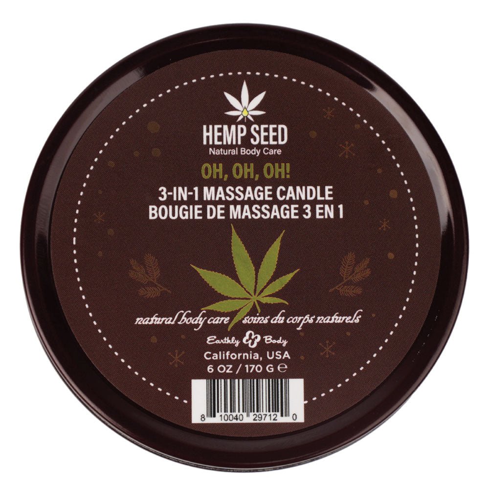 Buy Hemp Seed 3 - In - 1 Massage Candle - Oh! Oh! Oh! - Amber Musk, Warm Tobacco, Caramel Strands - 170 g – Naughtyhut NZ sex toys online. Discreet delivery & top brands.