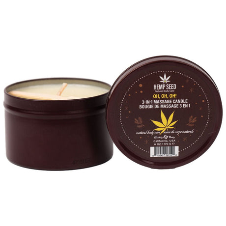 Buy Hemp Seed 3 - In - 1 Massage Candle - Oh! Oh! Oh! - Amber Musk, Warm Tobacco, Caramel Strands - 170 g – Naughtyhut NZ sex toys online. Discreet delivery & top brands.