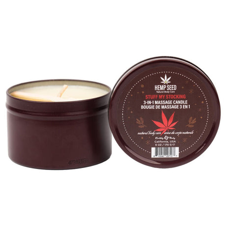 Buy Hemp Seed 3 - In - 1 Massage Candle - Stuff My Stocking - Pomegranate, Charred Firewood, Brown Sugar - 170 g – Naughtyhut NZ sex toys online. Discreet delivery & top brands.