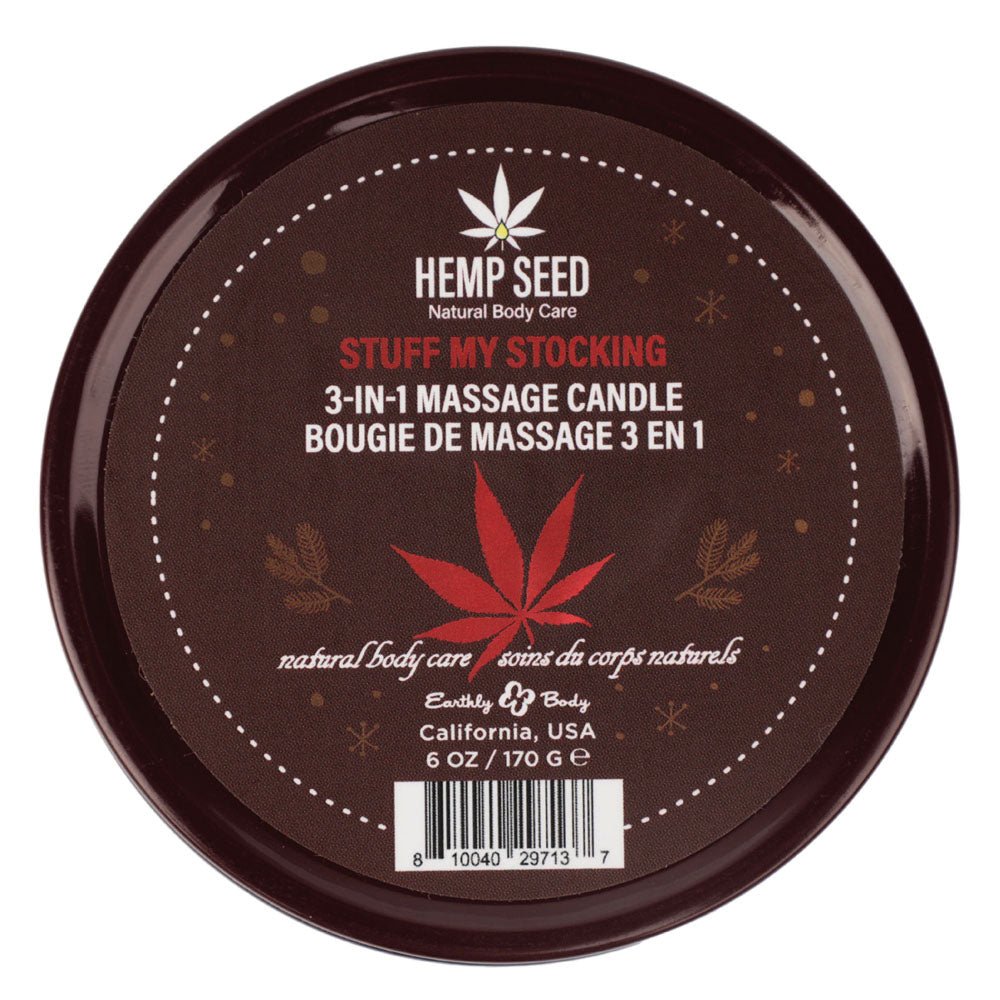 Buy Hemp Seed 3 - In - 1 Massage Candle - Stuff My Stocking - Pomegranate, Charred Firewood, Brown Sugar - 170 g – Naughtyhut NZ sex toys online. Discreet delivery & top brands.