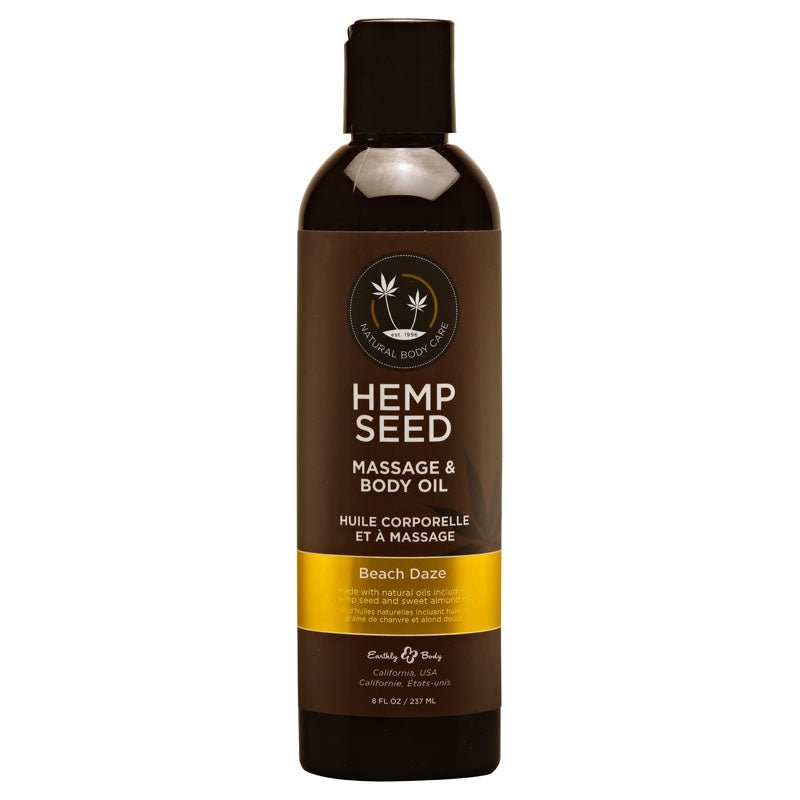 Buy Hemp Seed Massage & Body Oil - Beach Daze (Coconut & Pineapple) Scented - 237 ml Bottle – Naughtyhut NZ sex toys online. Discreet delivery & top brands.