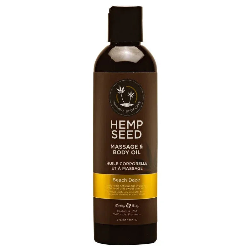 Hemp Seed Massage and Body Oil 237 ml, yellow Beach Daze label