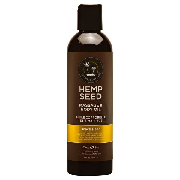 Hemp Seed Massage and Body Oil 237 ml, yellow Beach Daze label