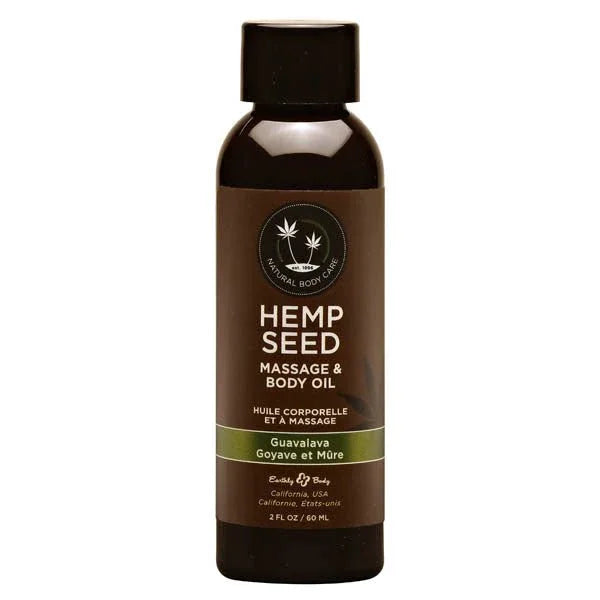 Hemp Seed Massage and Body Oil 60 ml, green Guavalava label, front view