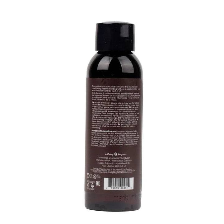 Hemp Seed Massage and Body Oil 60 ml Guavalava, back label with ingredients