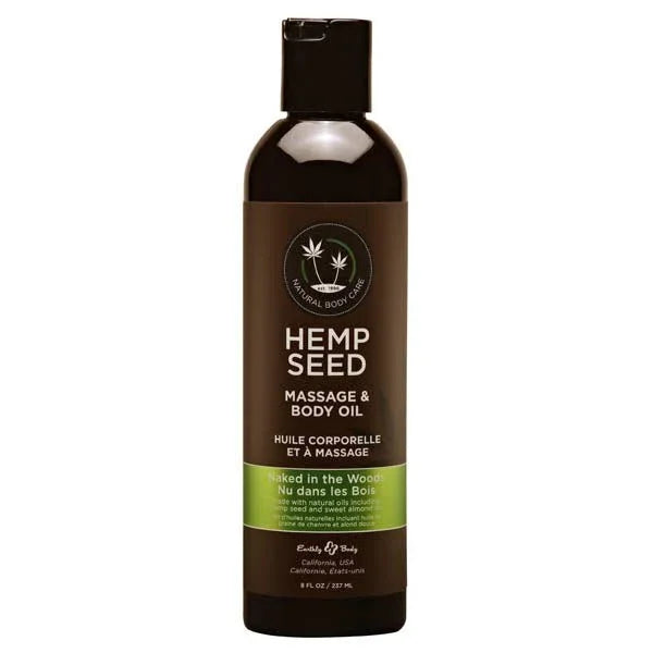 Hemp Seed Massage and Body Oil 237 ml, green Naked in the Woods label