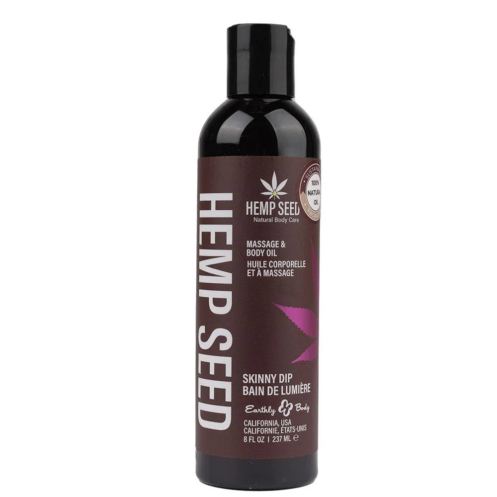 Hemp Seed Massage and Body Oil 237 ml, magenta Skinny Dip label