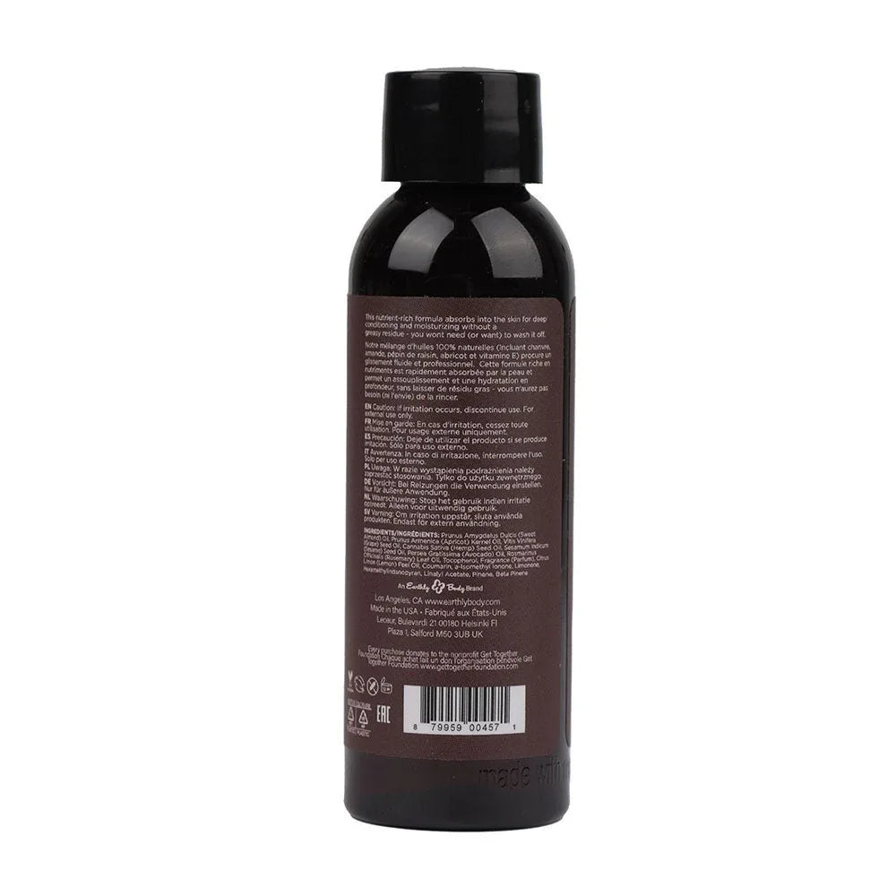 Hemp Seed Massage and Body Oil 60 ml Skinny Dip, back label with barcode