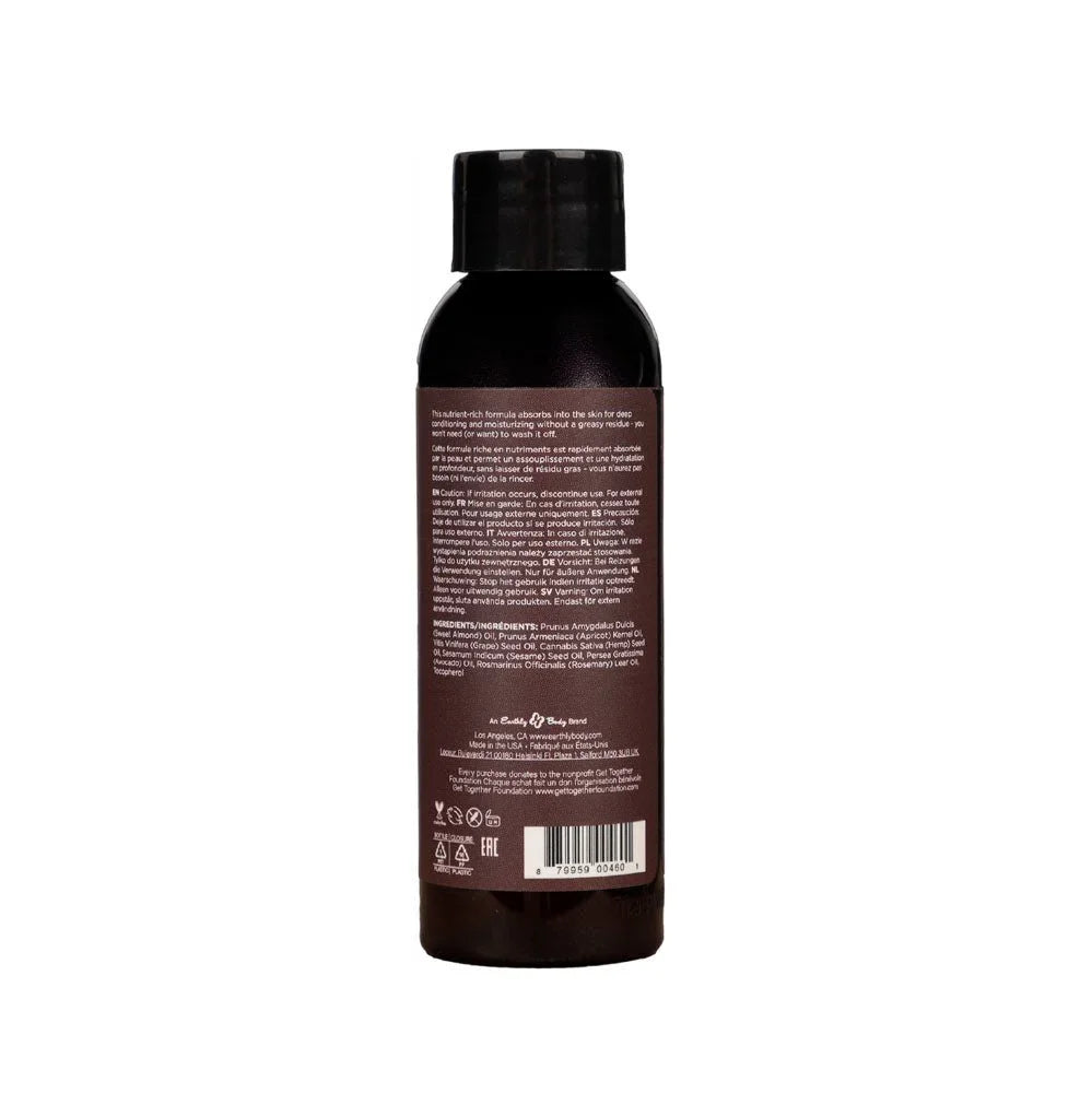 Hemp Seed Massage and Body Oil 60 ml Unscented, back label with barcode