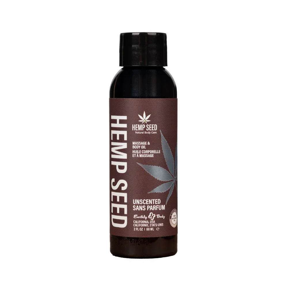 Hemp Seed Massage and Body Oil 60 ml, silver Unscented label, front view