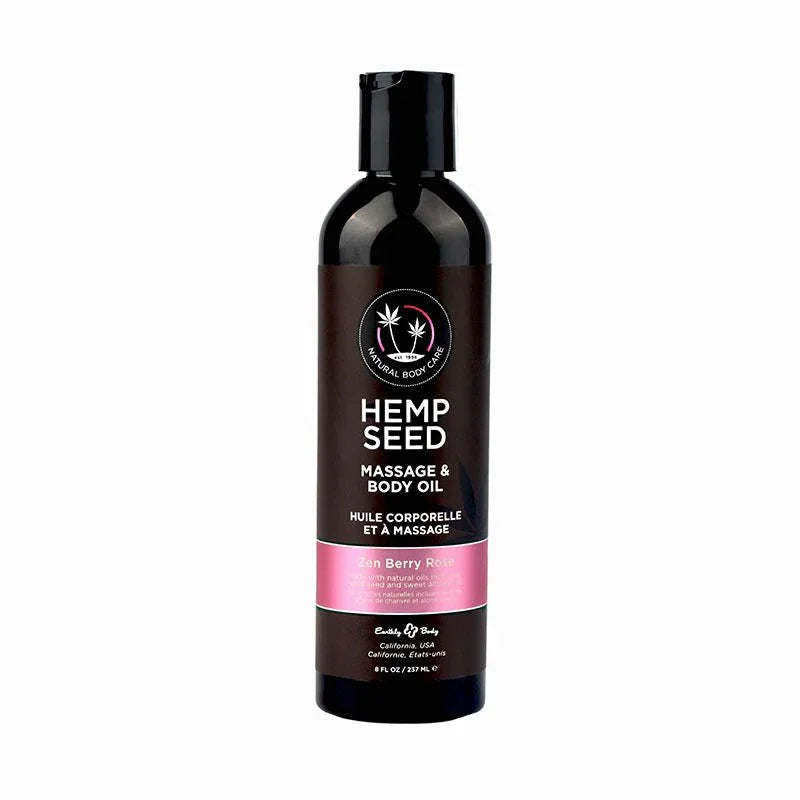 Hemp Seed Massage and Body Oil 237 ml, pink Zen Berry Rose label