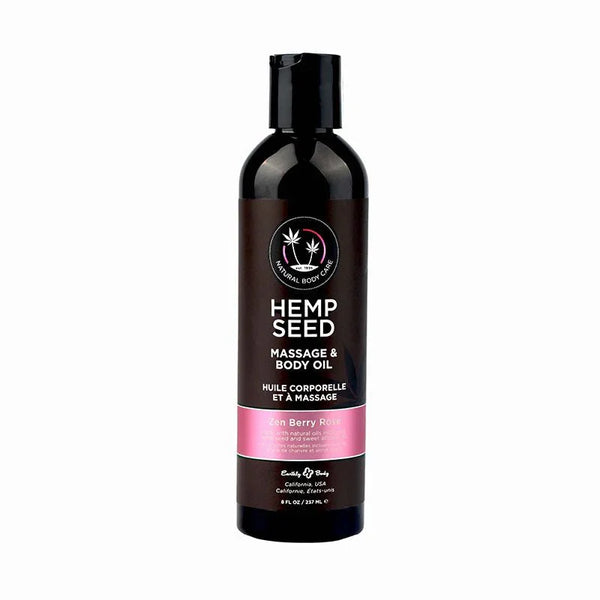 Hemp Seed Massage and Body Oil 237 ml, pink Zen Berry Rose label