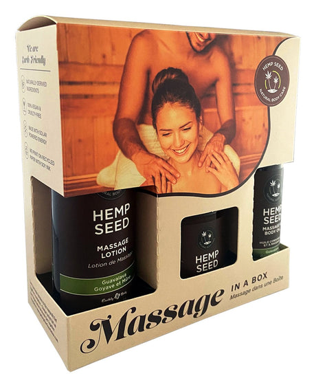 Buy Hemp Seed Massage In A Box - Guavalava Scented Massage Gift Set - 3 Piece Kit – Naughtyhut NZ sex toys online. Discreet delivery & top brands.