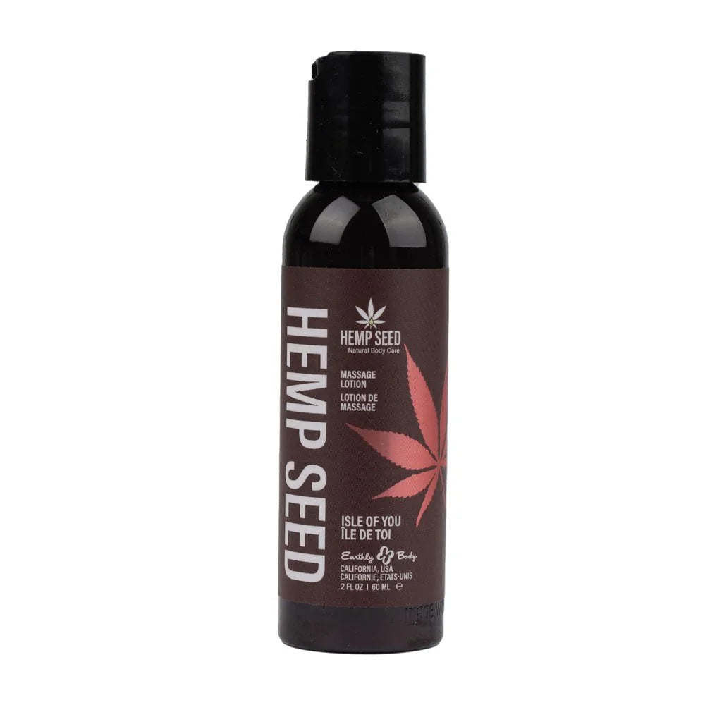 Hemp Seed Massage Lotion 60 ml, dark bottle, Isle of You label