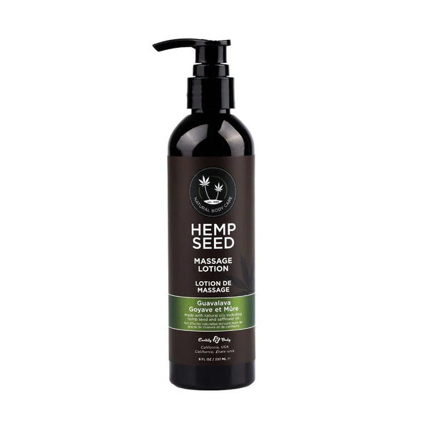 Hemp Seed Massage Lotion 237 ml pump bottle, green Guavalava label
