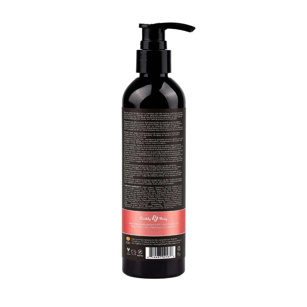 Hemp Seed Massage Lotion 237 ml Isle of You, back label with ingredients