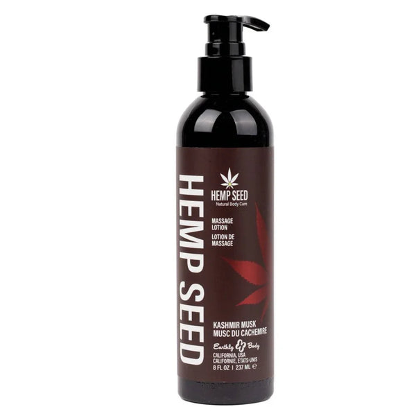 Hemp Seed Massage Lotion 237 ml pump bottle, Kashmir Musk label