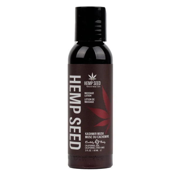 Hemp Seed Massage Lotion 60 ml, dark bottle, Kashmir Musk label