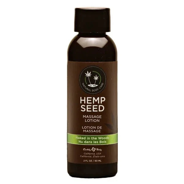 Hemp Seed Massage Lotion 60 ml, dark bottle, green Naked in the Woods label