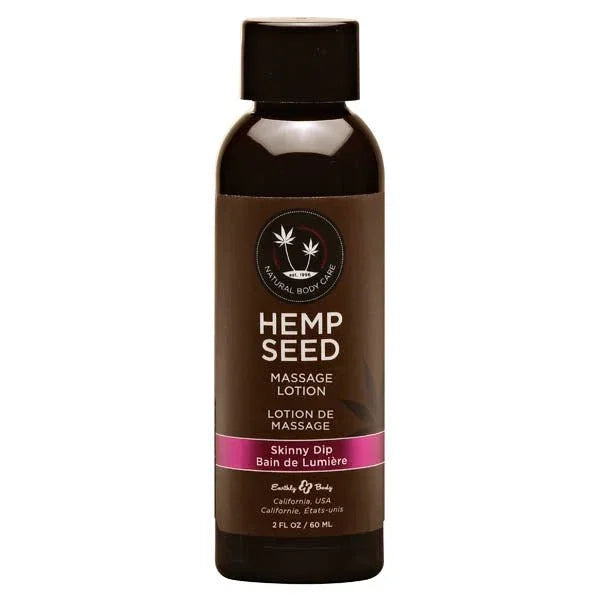 Hemp Seed Massage Lotion 60 ml, dark bottle, pink Skinny Dip label