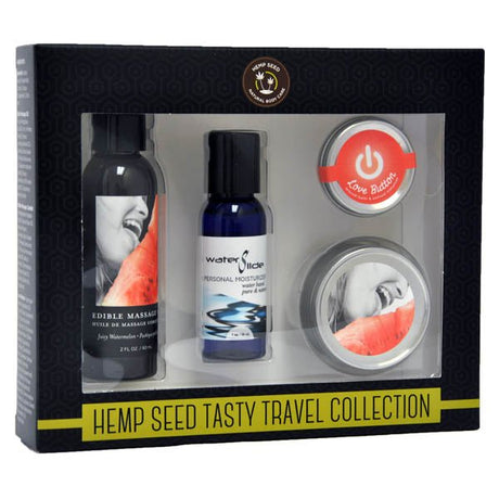Buy Hemp Seed Tasty Travel Collection - Watermelon Scented Lotion Kit - 4 Piece Set – Naughtyhut NZ sex toys online. Discreet delivery & top brands.