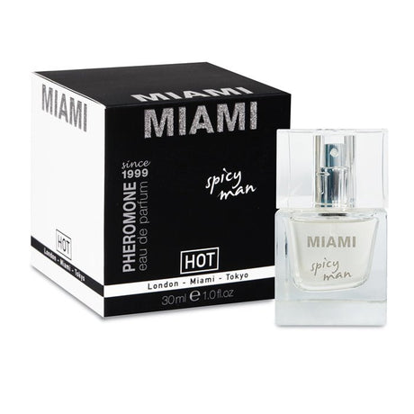 Buy Hot Pheromone Miami - Spicy Man - Pheromone Cologne for Men - 30ml – Naughtyhut NZ sex toys online. Discreet delivery & top brands.