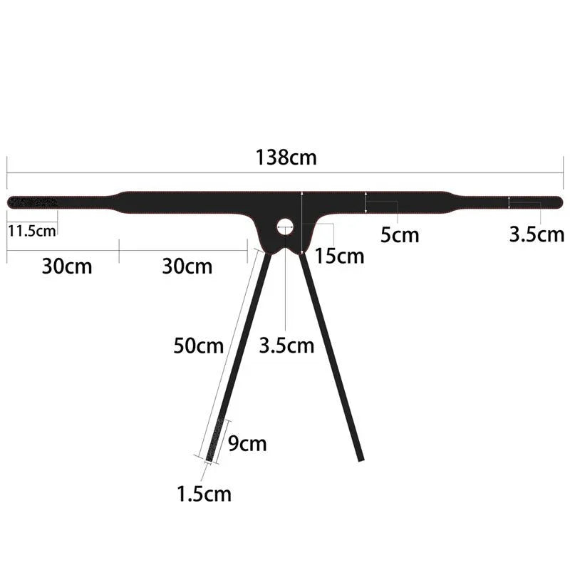 Ingen harness strap diagram, 138 cm waistband with 50 cm leg straps and 3.5 cm O-ring
