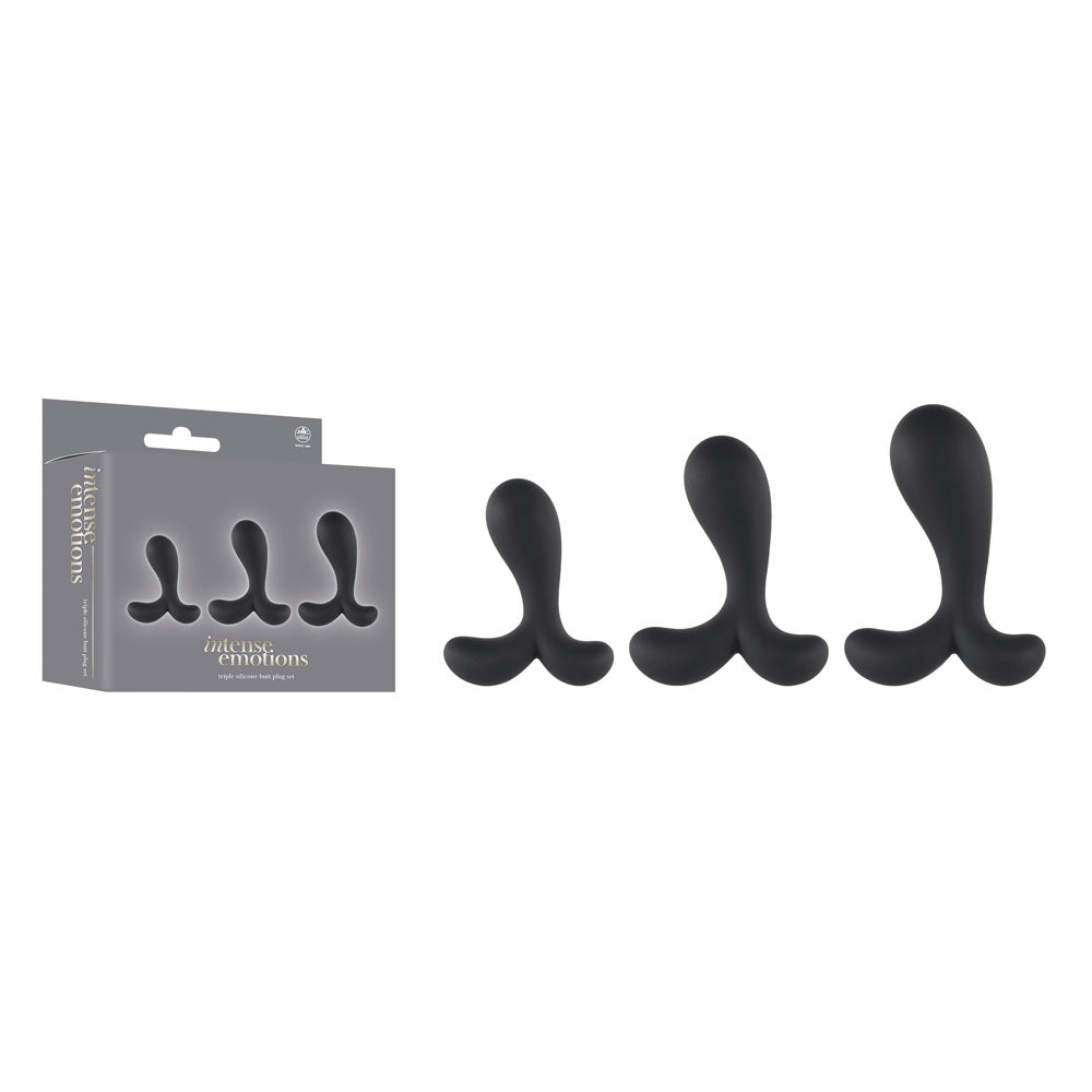 Intense Emotions - Black Butt Plugs - Set of 3 Sizes – Sex toys NZ by Naughtyhut. Discreet delivery nationwide.
