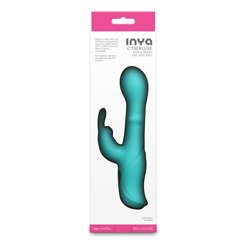 INYA Cyberluxe - Aqua - Aqua 18 cm USB Rechargeable Rabbit Vibrator with Sliding Ring Shaft – Sex toys NZ by Naughtyhut. Discreet delivery nationwide.