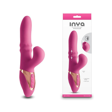 Buy INYA Enamour - Pink - Pink 31.5 cm USB Rechargeable Vibrator with Air Pulse – Naughtyhut NZ sex toys online. Discreet delivery & top brands.