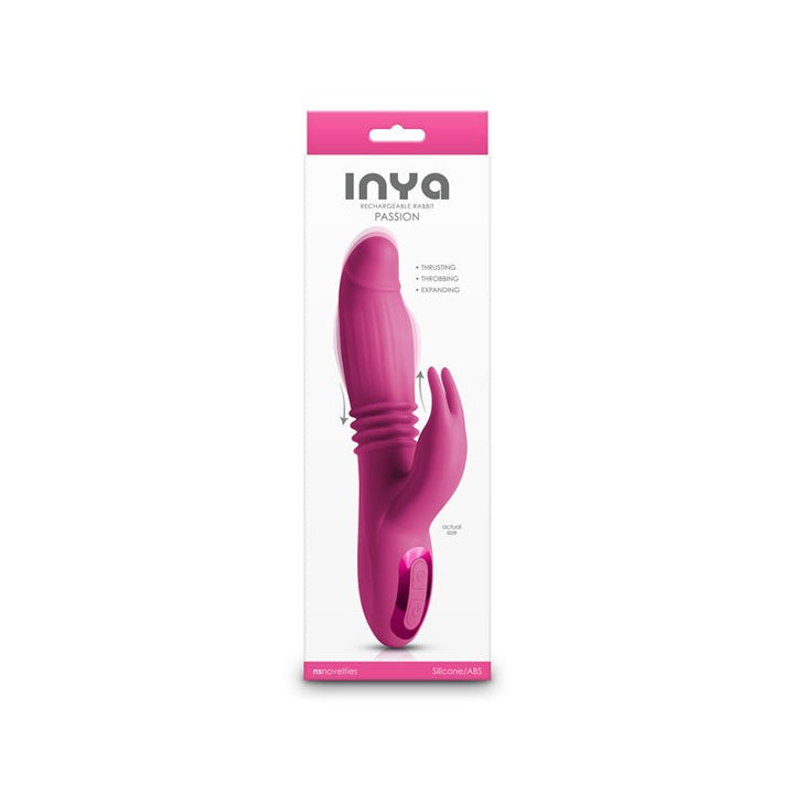 INYA Passion - Pink - Pink 22.2 cm USB Rechargeable Thrusting Rabbit Vibrator – Sex toys NZ by Naughtyhut. Discreet delivery nationwide.