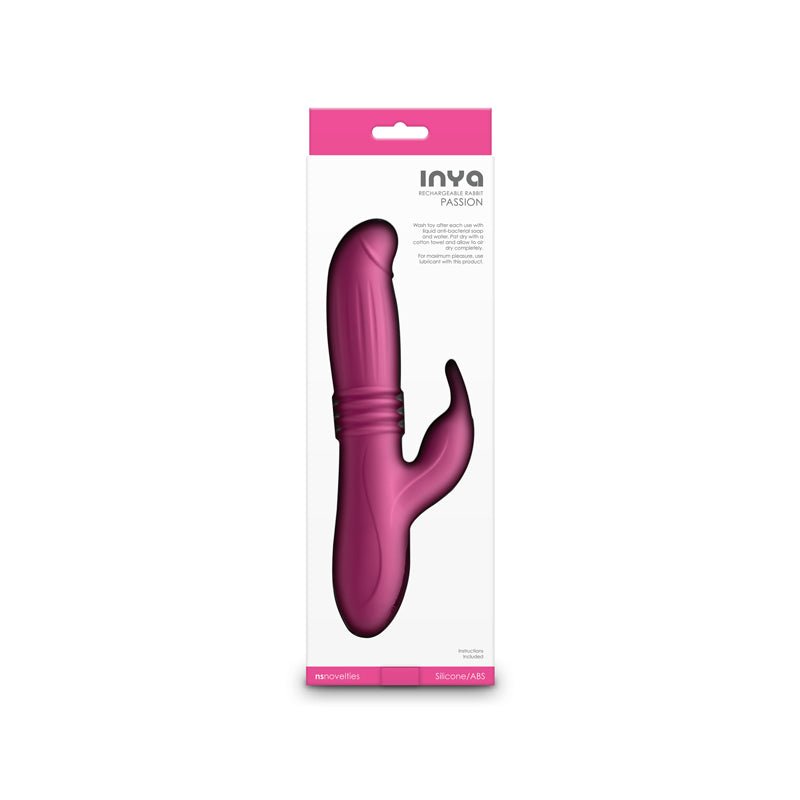 INYA Passion - Pink - Pink 22.2 cm USB Rechargeable Thrusting Rabbit Vibrator – Sex toys NZ by Naughtyhut. Discreet delivery nationwide.